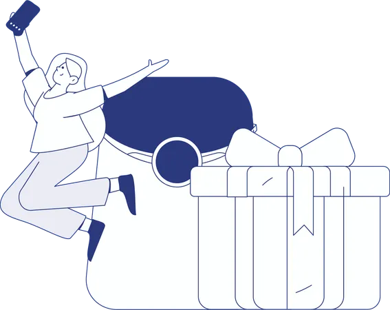 Women receives discount coupon  Illustration