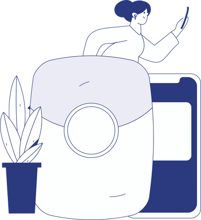 Women receives shopping gift  Illustration
