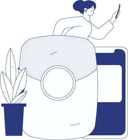 Women receives shopping gift  Illustration