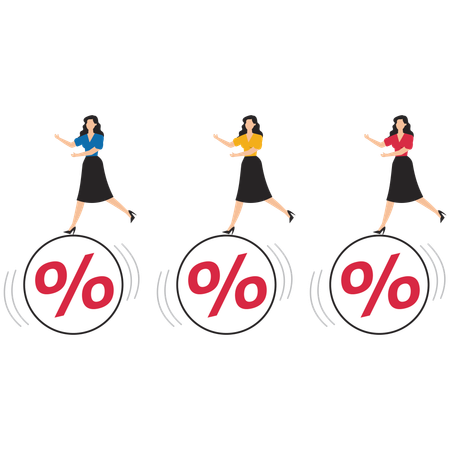 Women run with percentages  Illustration