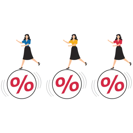 Women run with percentages  Illustration