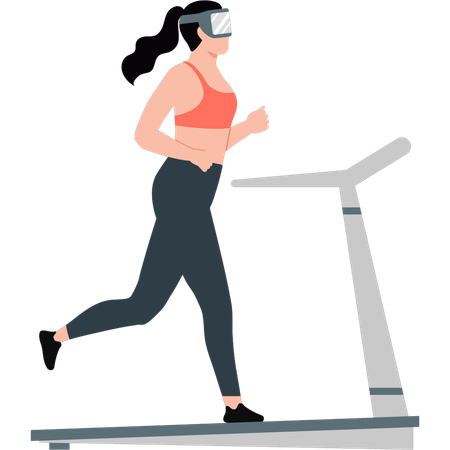 Women running treadmill machine exercise  Illustration