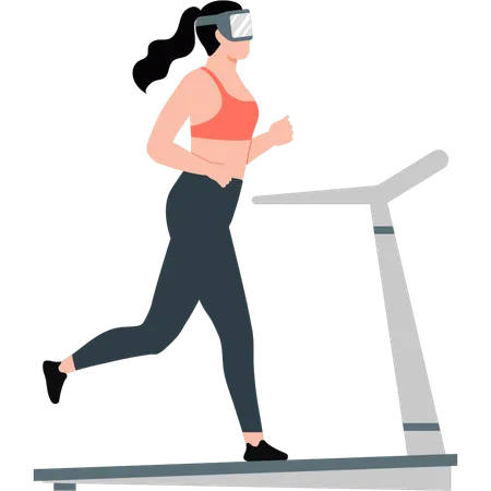 Women running treadmill machine exercise  Illustration