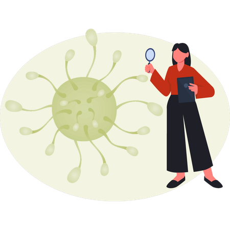 Women searching bacteria germs  Illustration