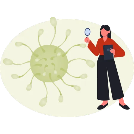 Women searching bacteria germs  Illustration