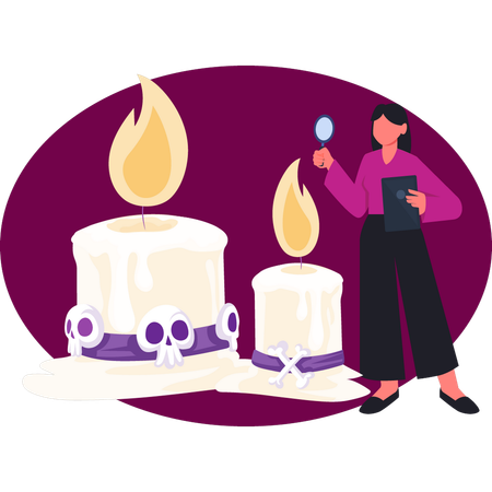 Women searching halloween candles  Illustration