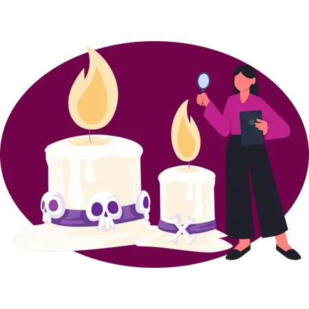 Women searching halloween candles  Illustration