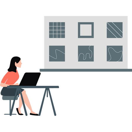 Women seeing design box  Illustration