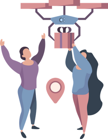 Women sending drone delivery  Illustration