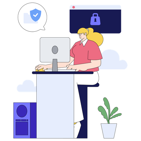 Women set up a data lockdown  Illustration