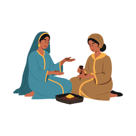 Women Sharing Cultural Stories  Illustration