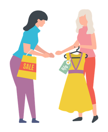 Women shopping during sale Illustration