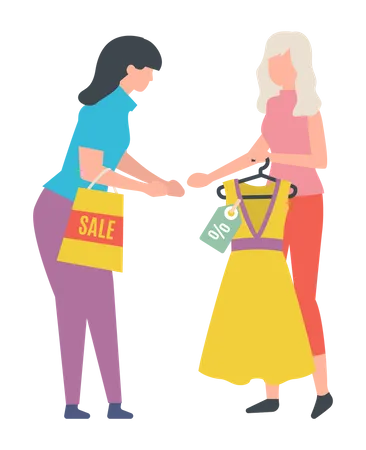 Women shopping during sale Illustration