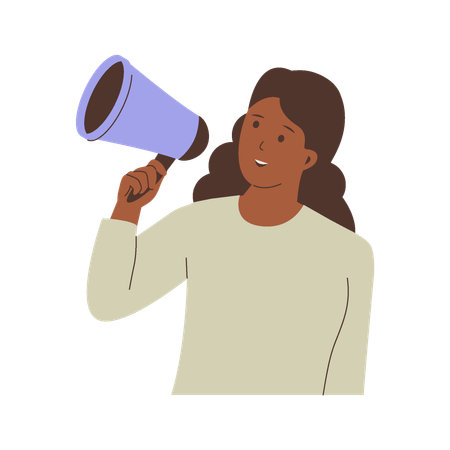 Women shouting through megaphone  Illustration