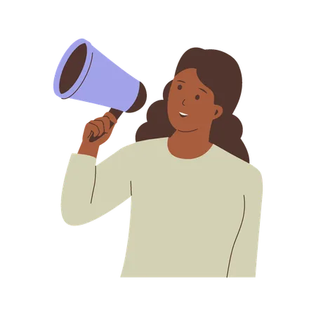 Women shouting through megaphone  Illustration