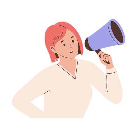 Women shouting through megaphone  Illustration