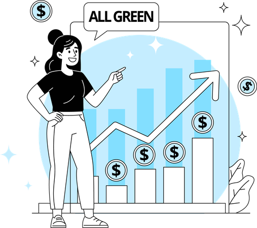 Women show stocks that perform well  Illustration