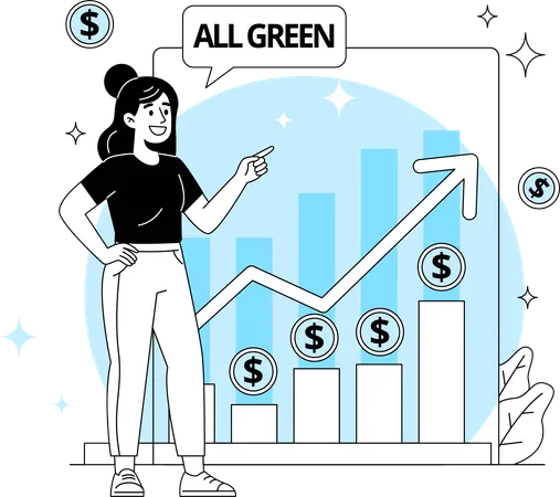 Women show stocks that perform well  Illustration