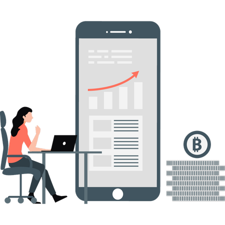 Women showing business growth graph  Illustration