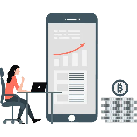 Women showing business growth graph  Illustration