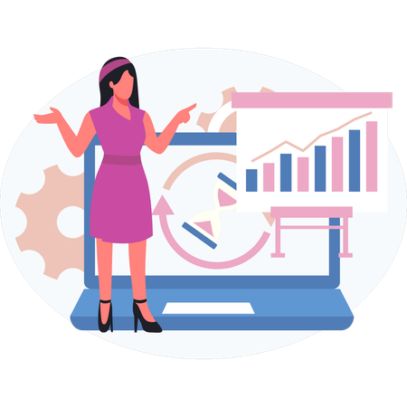 Women showing business rising graph  Illustration