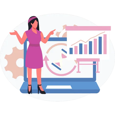 Women showing business rising graph  Illustration