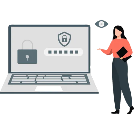 Women showing password protection  Illustration