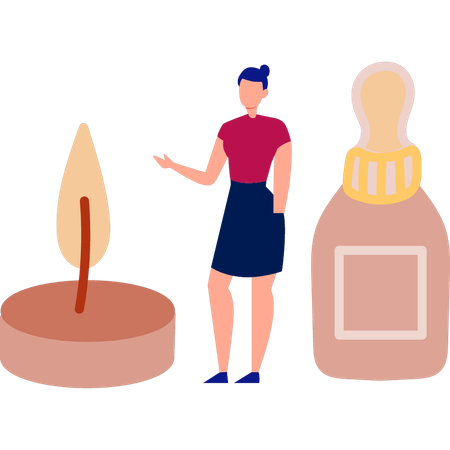 Women showing tonic bottle  Illustration