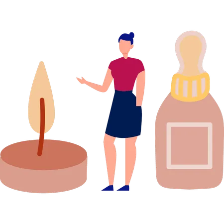 Women showing tonic bottle  Illustration