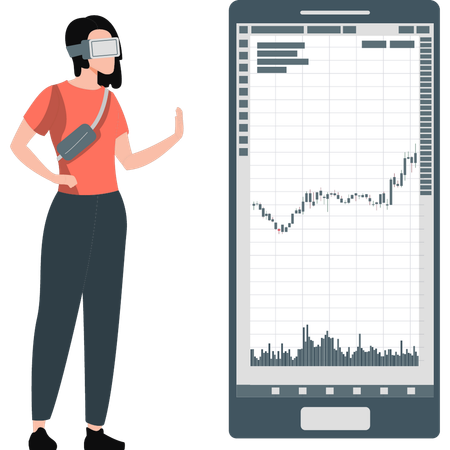 Women showing VR trading  Illustration