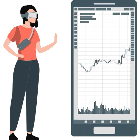 Women showing VR trading  Illustration