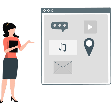 Women showing web location  Illustration