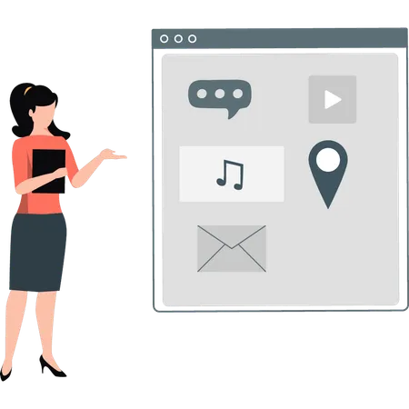 Women showing web location  Illustration