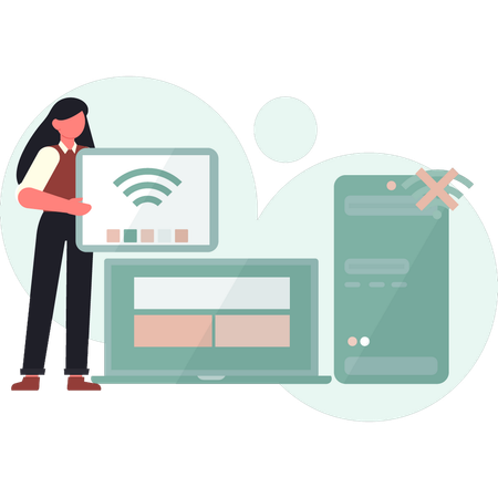 Women showing WIFI connection  Illustration