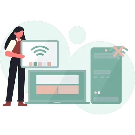 Women showing WIFI connection  Illustration