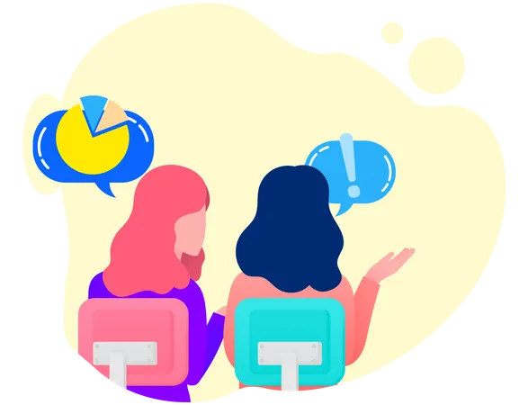 Women Sitting and Talking About Business analysis Illustration