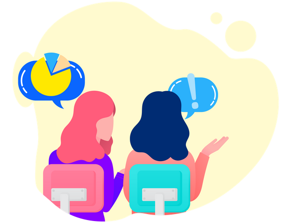 Women Sitting and Talking About Business analysis  Illustration