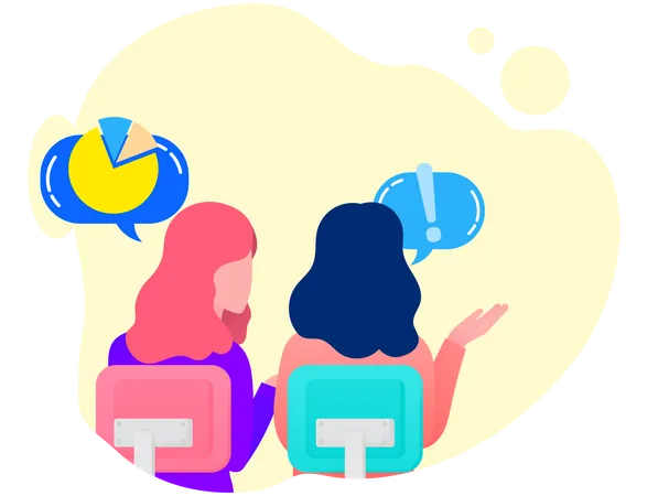 Women Sitting and Talking About Business analysis  Illustration