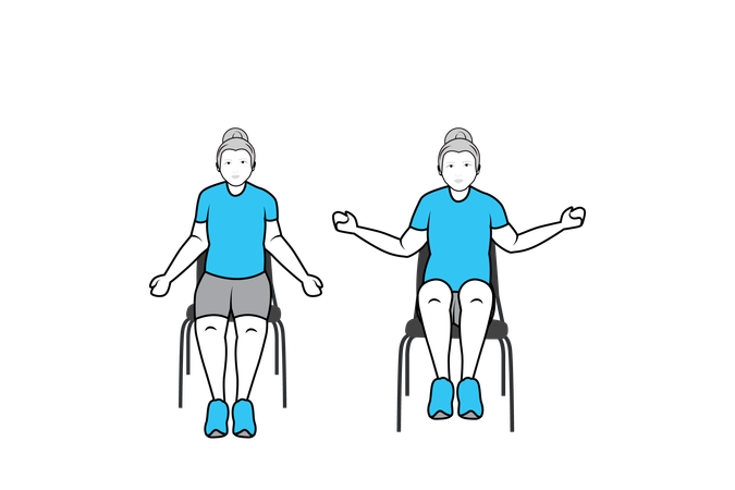 Women sitting on chair doing exercise  Illustration