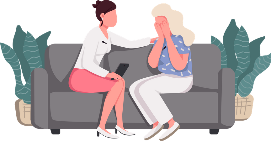 Women sitting on couch Illustration