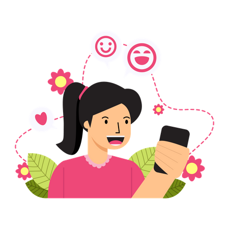 Women Social Media Interaction  Illustration