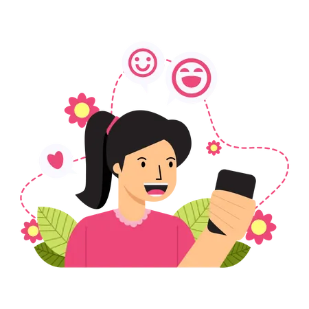 Women Social Media Interaction  Illustration