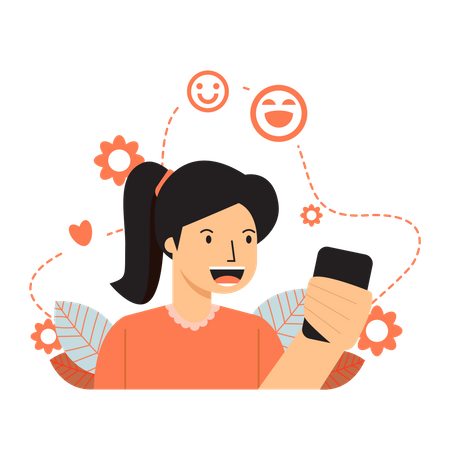 Women Social Media Interaction  Illustration