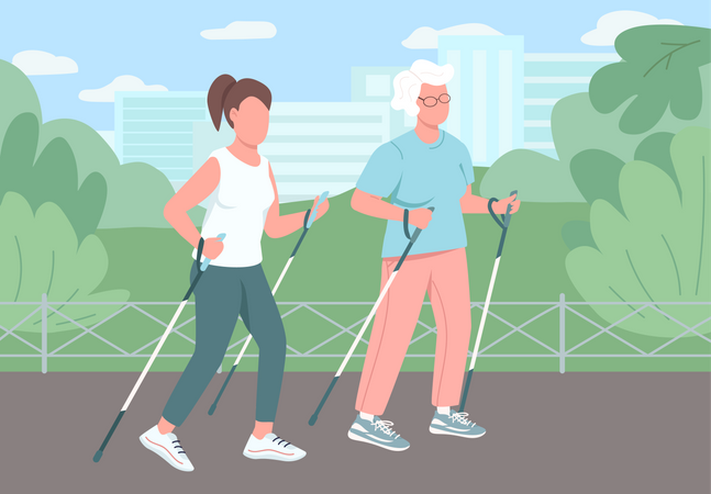 Women Sport walking  Illustration