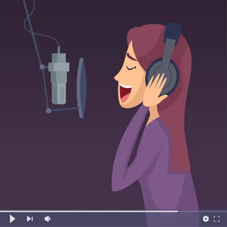 Women streaming music play online Illustration