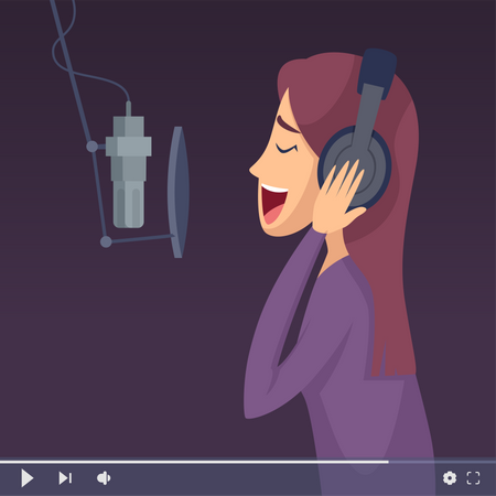 Women streaming music play online  Illustration