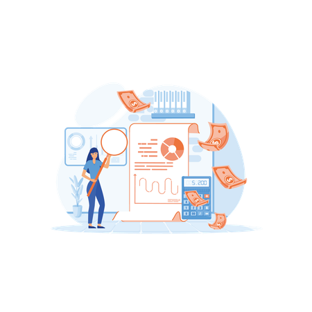 Women study the financial statement  Illustration