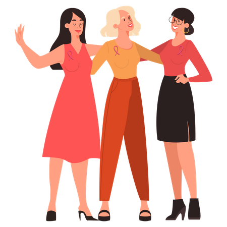 Women support each other about breast cancer care  Illustration