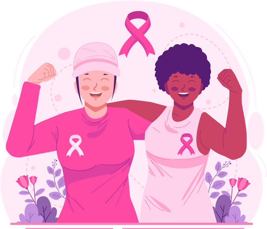 Women Support for Women With Breast Cancer  Illustration