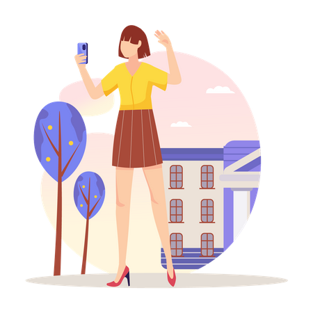 Women take selfie  Illustration